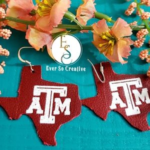Texas AM Genuine Leather Earrings